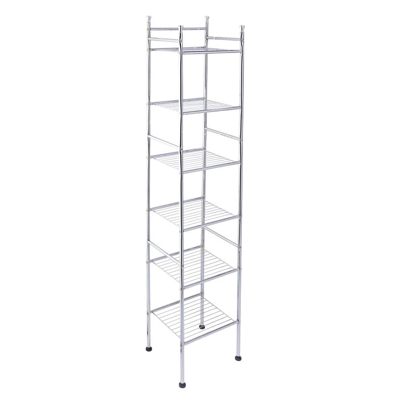 Honey Can Do Honey-Can-Do BTH-03484 6 Tier Metal Tower Bathroom Shelf, 12.6Ã¢â‚¬ L x 11Ã¢â‚¬ W x 59.8Ã¢â‚¬ H, Chrome - Image 1